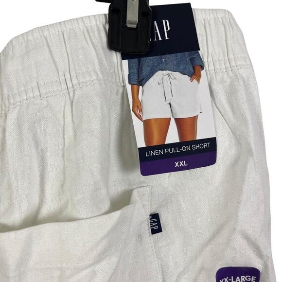 Gap Womens Linen Pull On Shorts Elastic Waist White NWT Pocket Drawstring XXL 2X - Picture 12 of 16